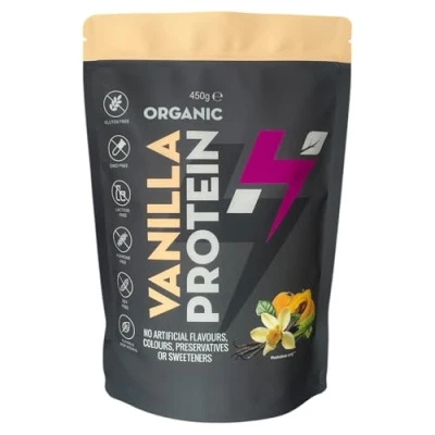 Image of Hylife Nutrition Organic Protein Powder Vanilla Vegan (450g 15 Servings) Natural Powdered Ingredients, No Artificial Sweeteners, Dairy, Gluten, Soy Free, Pea