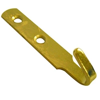 Image of The Home Fusion Company J Shape Heavy Duty Picture/Mirror Hooks 2 Hole Electro Brass Various Pack Sizes