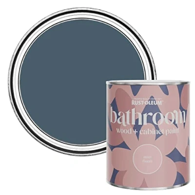 Image of Rust Oleum Blue Moisture Resistant Bathroom Wood and Cabinet Paint in Matt Finish BLUEPRINT 750ML