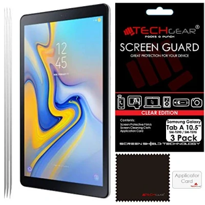 Image of TECHGEAR [Pack of 3] Screen Protectors for Samsung Galaxy Tab A 10.5 Inch (SM T590 / SM T595) Ultra Clear Lcd Protector Guard Covers 2018