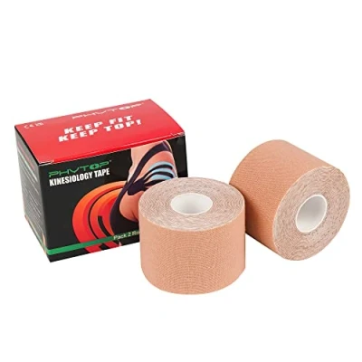 Image of PHYTOP Kinesiology Tape Skin Colour (2 Rolls Pack) for Athletes, Physio Sports Injury Muscle Not Pre Cut