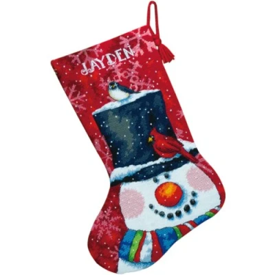 Image of Dimensions Stocking SMAN&amp;Friend, Cotton, Snowman &amp; Friends Stithced Wool Floss, c1