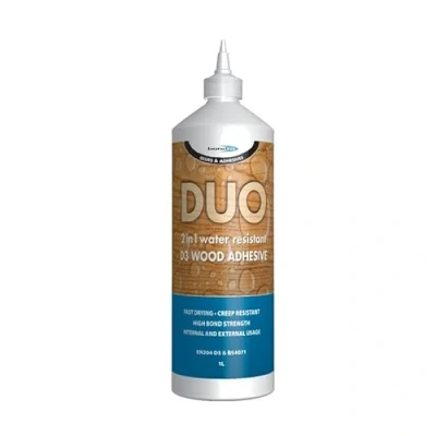Image of DUO 2 in 1 Wood Glue Water Resistant D3 Adhesive PVA UK 125/250/500ml 1L 5L (1L)