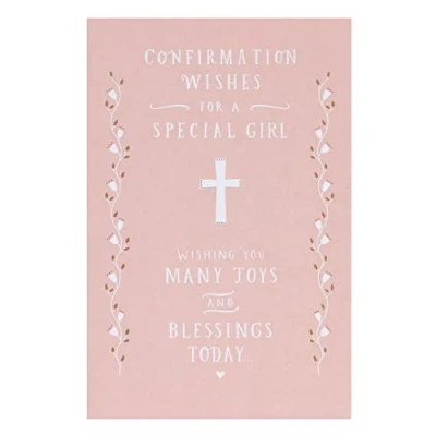 Image of UK Greetings Confirmation Card For Girl With Envelope Pink Design