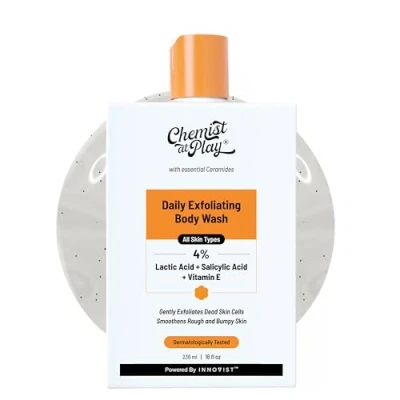 Image of Chemist at Play Body Wash Exfoliating for Dry Rough Bumpy Strawberry Skin with 1% Salicylic Acid 2% Lactic and Ceramides Men Women 236 ml