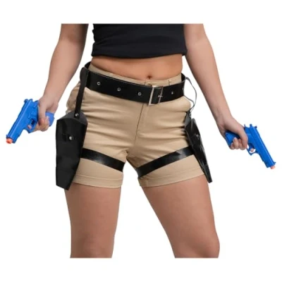 Image of Wicked Costumes Double Thigh Holsters with Guns Fancy Dress Accessory