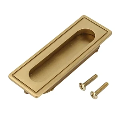 Image of ViaGasaFamido Recessed Handle, Brass Cabinet Hardware Flush Pull, Invisible Flat Finger Pull with 2 Screw for Sliding Door Drawer and