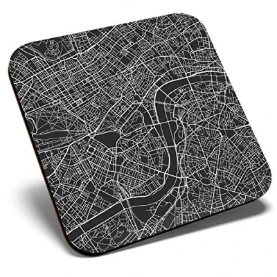Image of Great Single Coaster Square London Urban City Street Map Glossy Quality Coasters Tabletop Protection for Any Table Type #3424