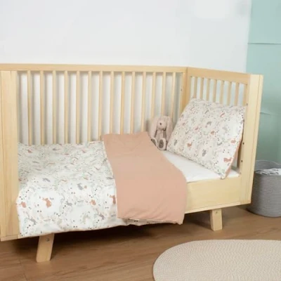 Image of PurFlo Toddler Duvet Cover &amp; Pillowcase Set Storybook Nutmeg Design Soft, Hypoallergenic Bedding for Kids 100% Cotton, Breathable, and Easy to Wash Child&#039;s