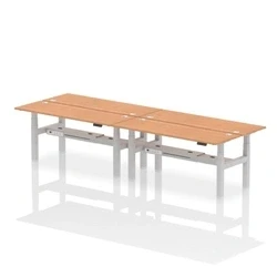 Image of Air B2B 1800x600mm Height Adjustable 4P Bench Desk CP Oak/Silver