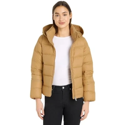 Image of Tommy Hilfiger Women&#039;s Lw Down Casual Jacket Ww0ww43581 Puffer Jacket, Khaki (Classic Khaki), L