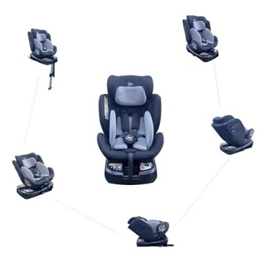 Image of Multi Recliner Swivel ISOFIX R129 360 Rotating Car Vehicle Padded Seat Booster for Stage 0123