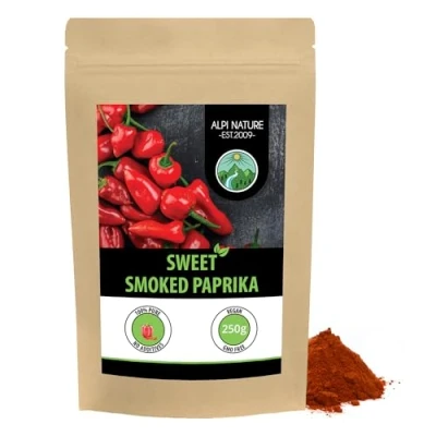 Image of sweet smoked paprika (250g, 8.8oz), ground paprika, powder in resealable packaging