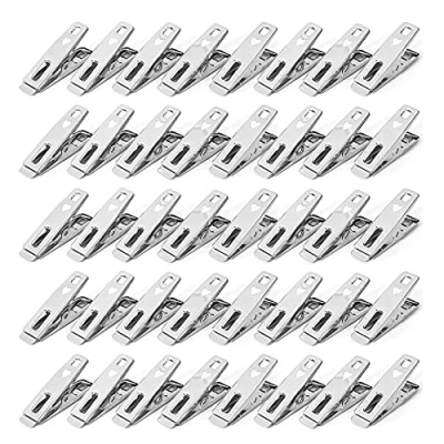Image of Vinsani ® Laundry Clothes Pegs Stainless Steel Spring Loaded Metal Clip Strong Grip and Windproof Quality Non Slip Pins for Home Garden 2 Packs of 20