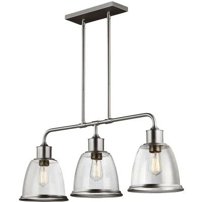 Image of Hobson 3 Light Ceiling Island Chandelier Pendant Bar Satin Nickel, E27
