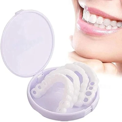 Image of 2 Pairs Fake Teeth, Snap on Veneers in Instant Perfect Smile Confidence Minutes at Home (2 Upper +2 Lower with Box