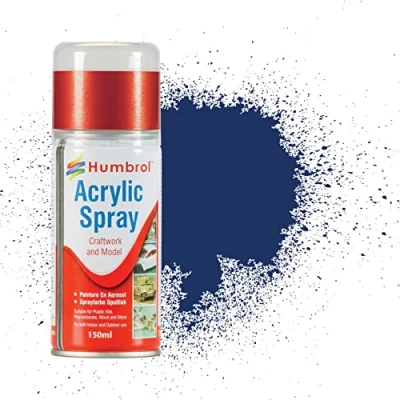 Image of Humbrol Modellers Spray Paint AD6015 No 15 Midnight Blue 150ml Model Paints for Plastic Kits, Fast Drying Modelling Crafting Surfaces Including Plastic, Fabric, Wood &amp; Metal Models