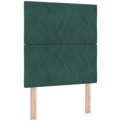 Image of vidaXL 80cm Dark Green Velvet Headboard with Diamond Blocks