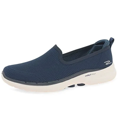 Image of Skechers Women&#039;s GO Walk 6 Clear Virtue Sneaker, Navy, UK