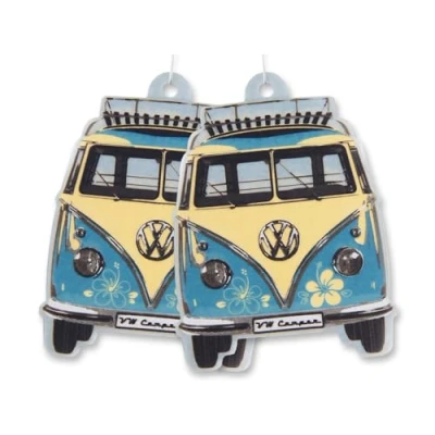 Image of BRISA VW Collection Volkswagen Air Freshener, Room Deodorizer for Cars T1 Bus Campervan Motif (Piña Colada/Turquoise/Set of 2)