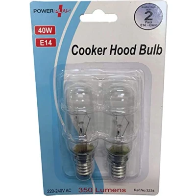 Image of Power Plus Cooker Hood Bulb 40 Watt E14 SES Small Edison Screw 2 Pack, Red