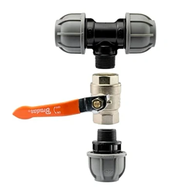 Image of mdpe Water Pipe tee Junction with Full Flow Lever Valve (20mm mdpe)