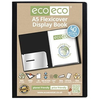 Image of eco A5 100% Recycled 40 Pocket / 80 View Black Flexicover Display Book