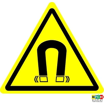 Image of ISO Safety Sign Warning Magnetic Field Symbol Self Adhesive Sticker 50mm x