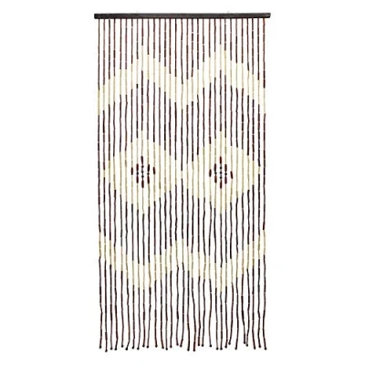 Image of JVL 11 087B Provence Hanging Wooden Beaded Door Diamonds Curtain Screen, Multi Colour, 90 x 180 cm