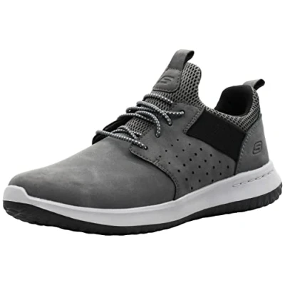 Image of Skechers Men&#039;s Delson Axton Trainers, Grey Black, 12 UK