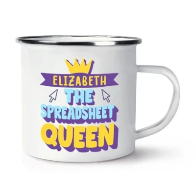 Image of Personalised The Spreadsheet Queen Enamel Mug Cup