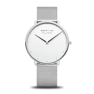 Image of BERING Men Analog Quartz Max René Collection Watch with stainless steel Strap and Sapphire Crystal 15738 004, Silver/Silver, 38 mm