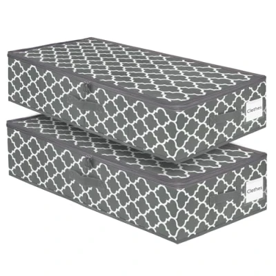 Image of Underbed Storage, 2 Pack Large Storage Boxes with Lids, Foldable Sturdy Under Bed Clothes Drawer Organiser Side &amp; Bottom Support, Ultra Thick Fabric calabash