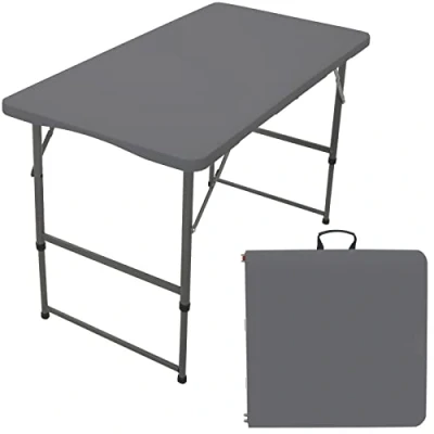 Image of Rainberg 4ft (120CM x 60CM) Heavy Duty Plastic Folding Table, Picnic Camping Garden Outdoor Diner, BBQ table. (Grey)