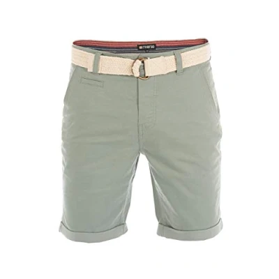 Image of riverso Men&#039;s Chino Shorts RIVHenry Belted Bermuda 98% Cotton Light Blue Dark Navy Red Green Orange Beige Grey w30 w42, Size: W 36, Colour: Pigeon (19300)