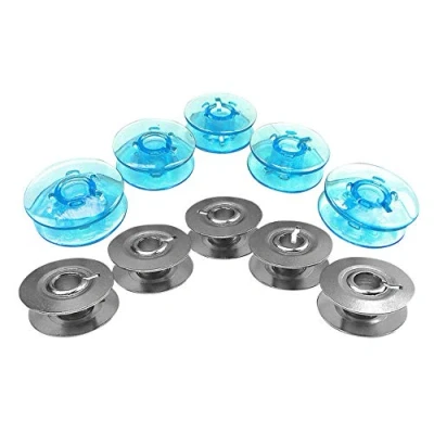 Image of Blue Bobbins and Metal for Pfaff Tipmatic Sewing Machines, Pack of 10