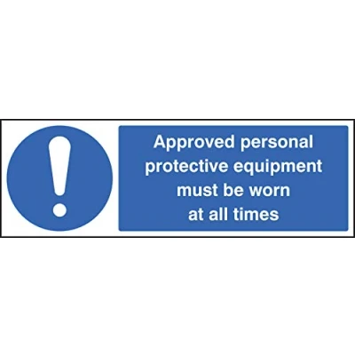 Image of Mandatory Signs Approved personal protective equipment must be worn at all times Self Adhesive Vinyl