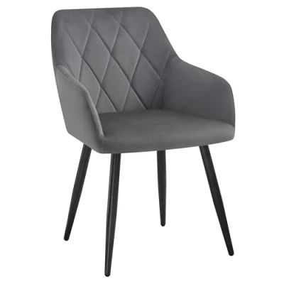 Image of WOLTU Dining Chair Upholstered Armchair Kitchen with Arms, Backrest, Metal Legs, Tub Living Room Lounge Chair, Dark Gray Velvet BH352dgr 1