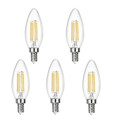 Image of BANGSHUO Pack 5 E14 Vintage Candelabra LED Bulbs 4W C35 400 Lumens Warm White 2700K Chandelier Light 40W Equivalent,C35 Filament Candle Bulb No Dimmable