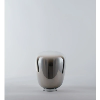 Image of Glass Smoked Chrome Table Lamp, Chrome, E27