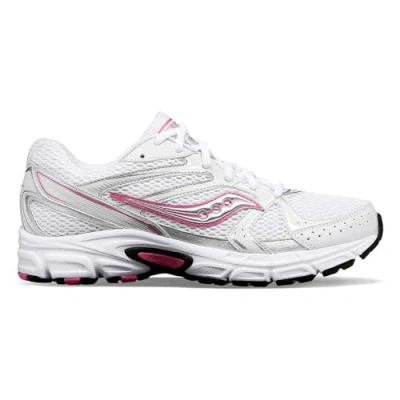 Image of Saucony RIDE Millennium Trainers, Women&#039;s, Size: 3.5, White/pink Imitation leather/ textile