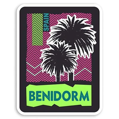 Image of 2 x 10cm Benidorm Spain Vinyl Stickers Travel Holiday Sticker Luggage #20530 (10cm Tall)