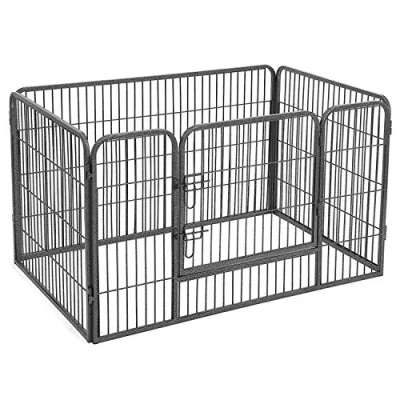 Image of Feandrea Puppy Playpen Heavy Duty Play Whelping Pen 4 Parts Grey 122 x 70 80 cm PPK74G