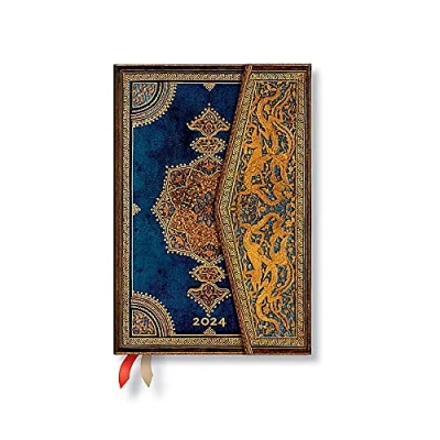 Image of Paperblanks 12 Month Calendar 2024 Safavid Indigo Horizontal Mini (100 x 140 mm)