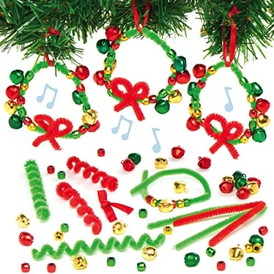 Image of Baker Ross AX503 Christmas Wreath Jingle Bell Decoration Kits Pack of 5, Kids Ring to Design and Decorate, Ideal Arts Crafts Projects