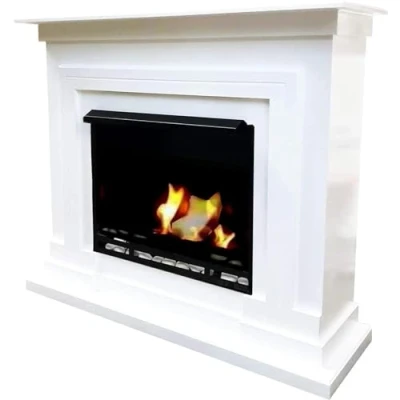 Image of Ethanol and Gel Fireplace Model Berlin Deluxe White Including 3 Litre Adjustable Burner Free Accessories Choice of Colours (White High Gloss)
