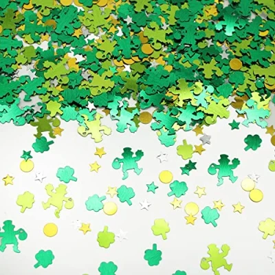 Image of 30g St Patricks Day Decorations Confetti,Shamrock Sequins Confetti Table Metallic Glitter Foil Saint Patrick Irish Party Favors Supplies Accessories