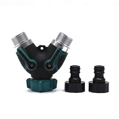 Image of LINZI Garden Hose Splitter, 2 Way Tap Connector, Rubberized Grip Outdoor Y Valve Water Divider Distributor with Connectors for Cleaning and Irrigation