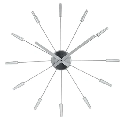 Image of NeXtime wall clock &quot;PLUG INN&quot;, very silent, silver, made of stainless steel, ø 58 cm