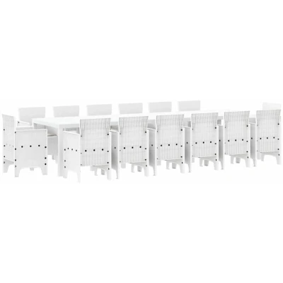 Image of vidaXL 15 Piece Garden Dining Set with Cushions White Poly Rattan
